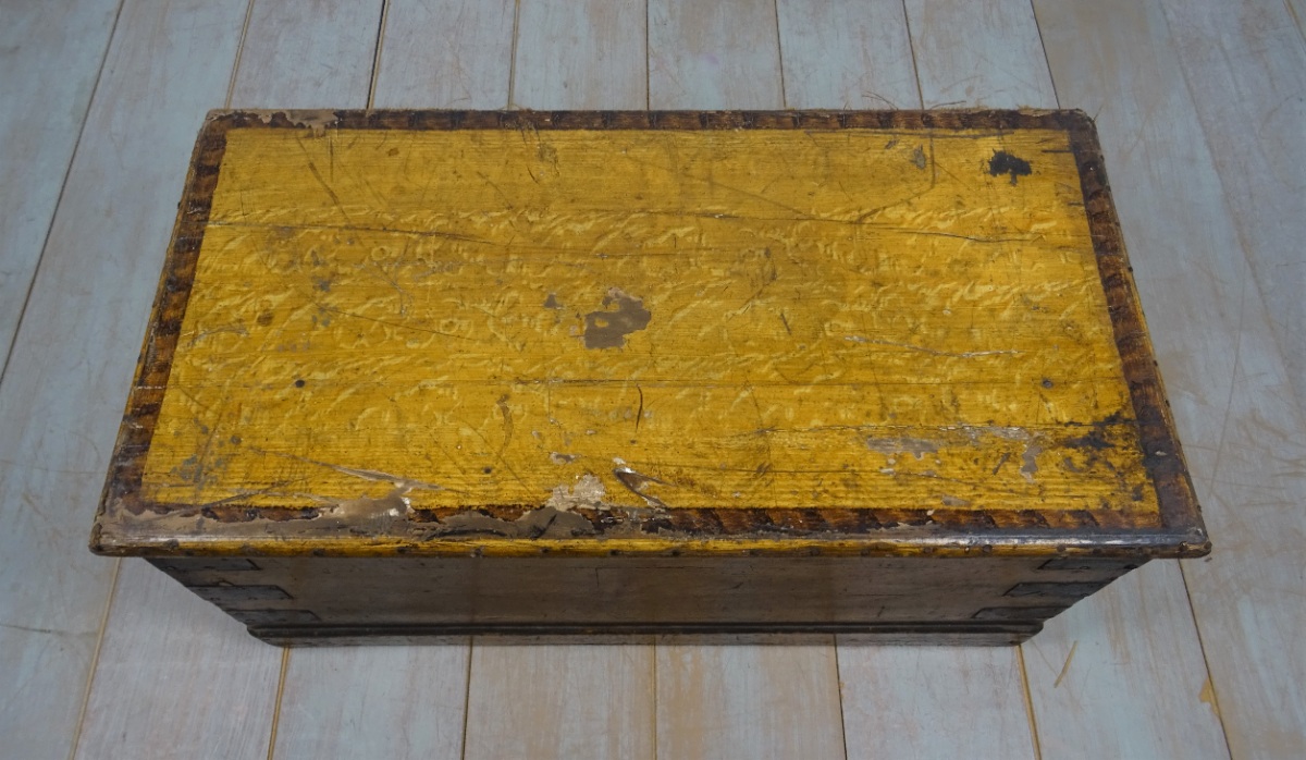 Original Victorian Hand Painted Travelling Trunk Chest